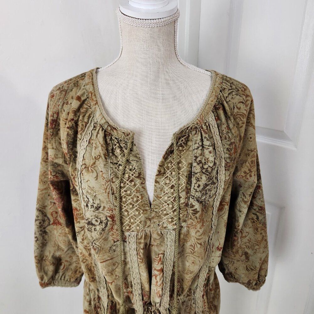 Ralph Lauren Denim & Supply Dress Womens M Corduroy Paisley Peasant Cottage Boho - Picture 2 of 16